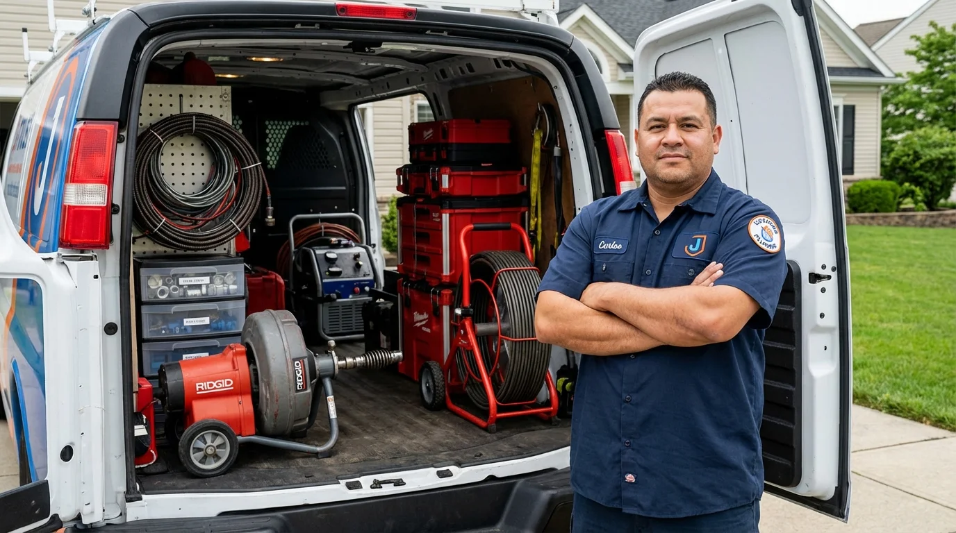 Professional drain cleaning equipment and Johns Plumbing LLC plumber in Madison Heights