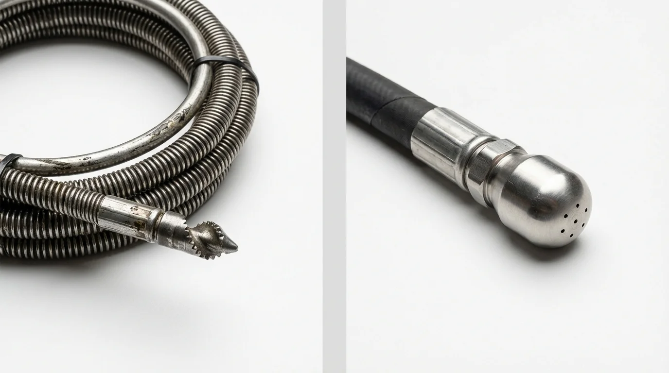 Drain snake cable and hydro jetting nozzle used for drain cleaning in Madison Heights, VA